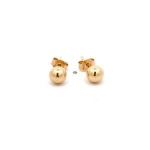 18K Gold Earrings Stud Balls Polished Small 1.55 grams